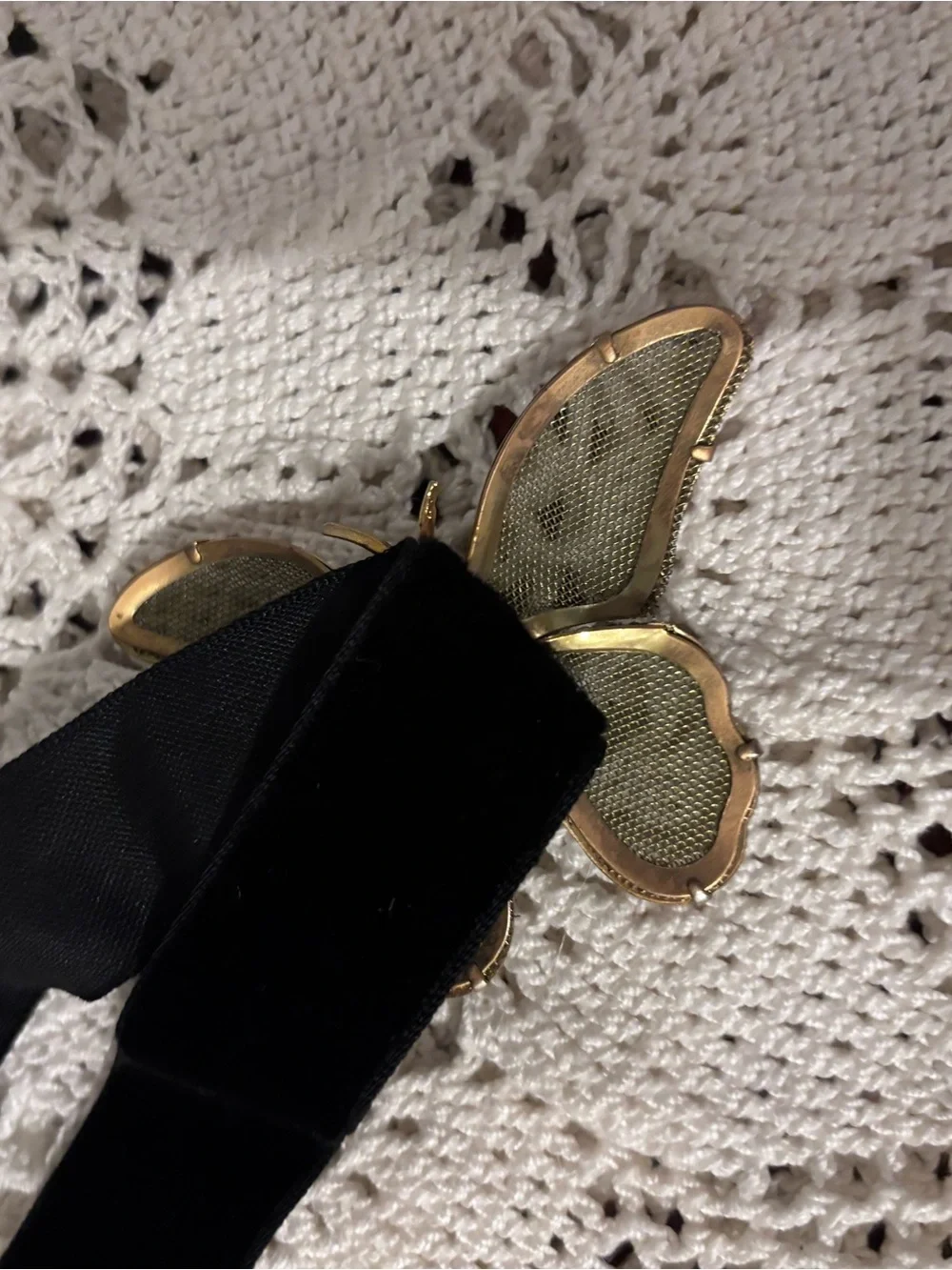 Vintage Gold Butterfly Velvet Choker.